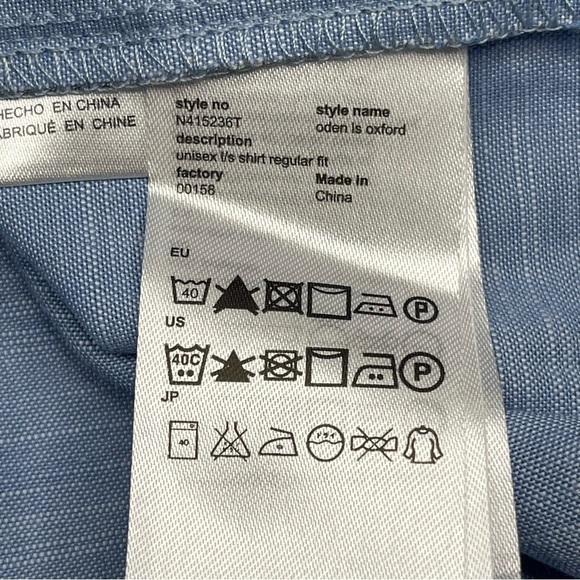 WESC Button Shirt Oden LS Oxford Unisex Long Sleeve Regular Fit Blue Cotton New - Picture 12 of 16